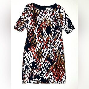 Hugo Boss Multicolor Abstract Short Sleeve Sheath Dress Size 8